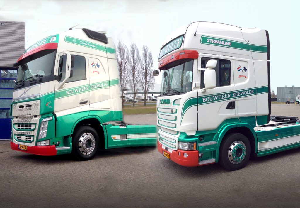 Scania R410 en Volvo FH 420 Bouwheer