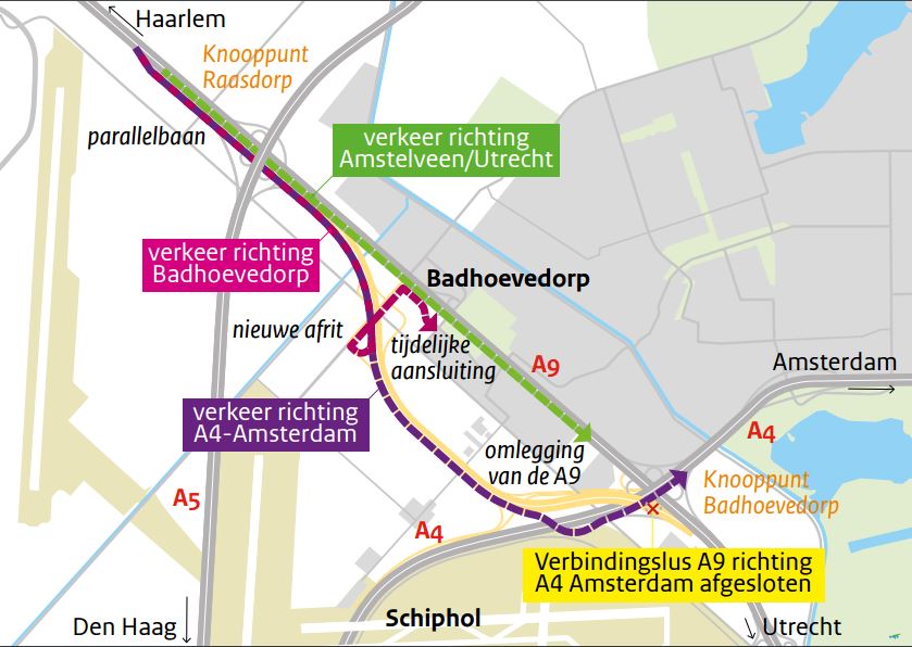 Omlegging A9 kaartje eerste openstelling