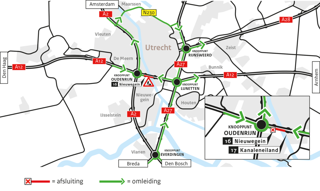 Omleiding Galecopperbrug A12